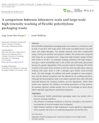 Forside for A comparison between laboratory-scale and large-scale high-intensity washing of flexible polyethylene packaging waste