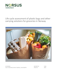 Forside for Life cycle assessment of plastic bags and other carrying solutions for groceries in Norway